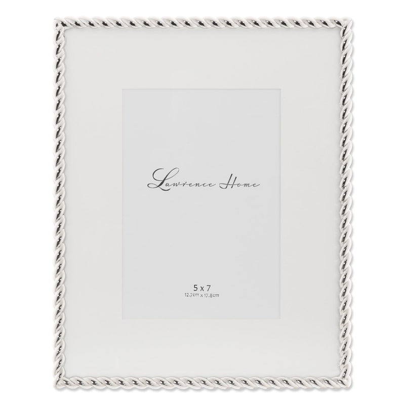 Lawrence Frames Silver Metal Rope 8x10 Matted for 5x7 Picture Frame (710080) - Image 1